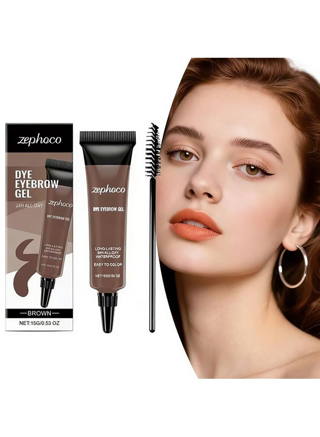 zephoco Brown Waterproof Long-lasting Eyebrow Gel- Smooth Texture for Daily Application, Easy to Apply for Beginners 15g(#Brown) - Image 1